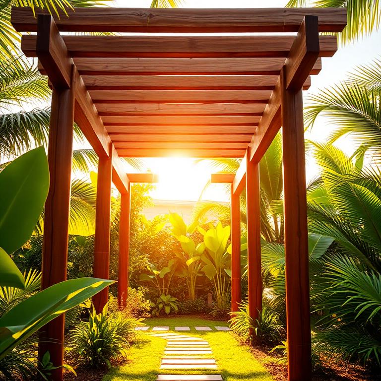 Pergolado para jardim tropical